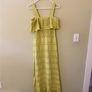 Zara Lime Green Knit Maxi Dress